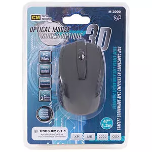 Corded 3D optical mouse, assorted colors