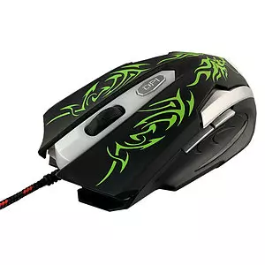 Corded optical gaming mouse with flames