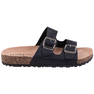 Cork sandals with 2-strap buckle - Black