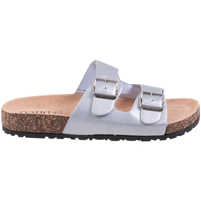 Cork sandals with 2-strap buckle - Silver