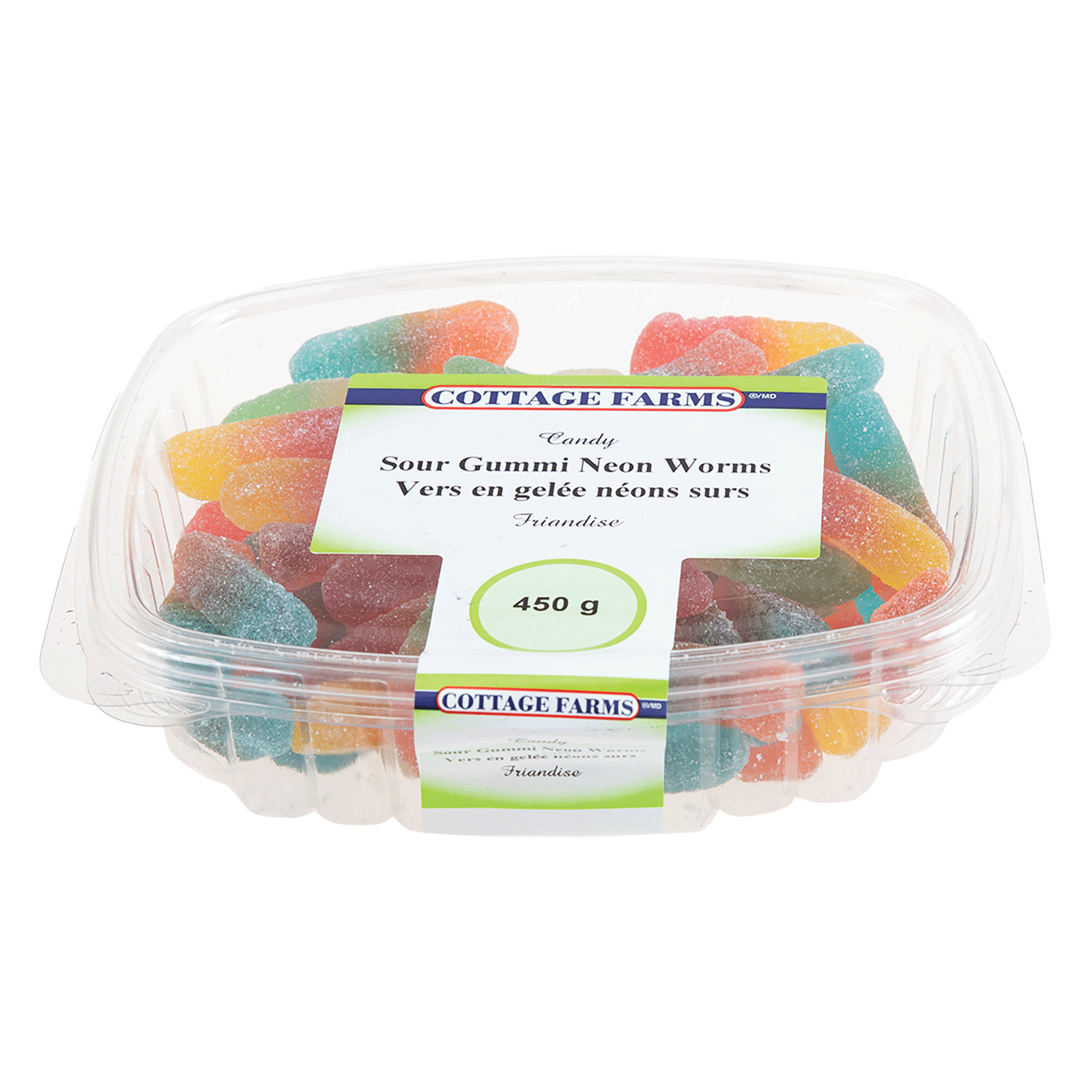 Cottage Farms - Bonbons Gummi néons, vers, 450g