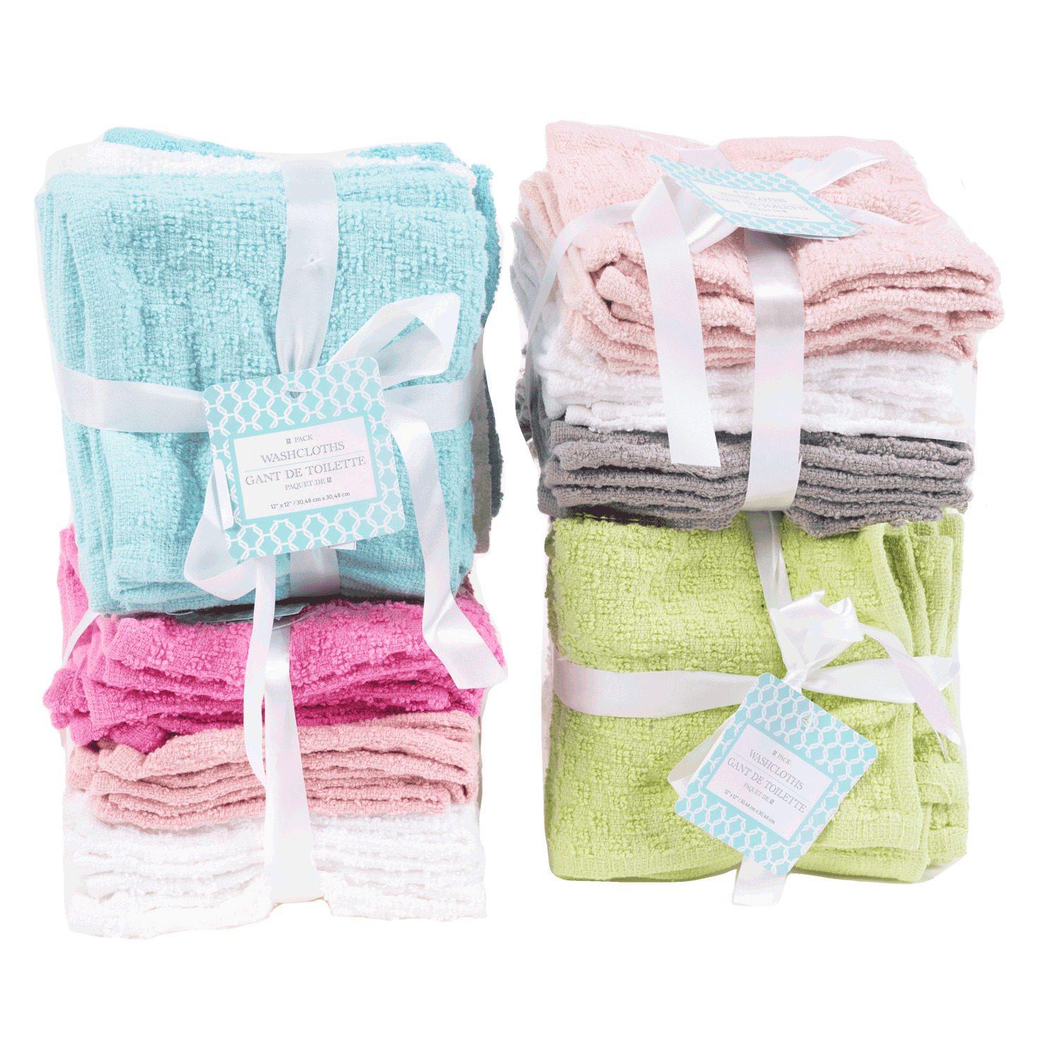 Cotton washcloths, pk. of 12