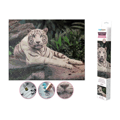 Craft Medley - Diamond canvas art kit, 16"x20" - White tiger