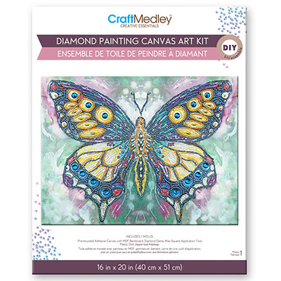 Craft Medley - Diamond painting canvas art kit, 12"x16" - Butterfly