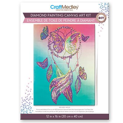 Craft Medley - Diamond painting canvas art kit, 12"x16" - Dream catcher