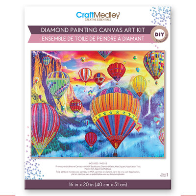 Craft Medley - Diamond painting canvas art kit, 16"x20" - Hot air balloons