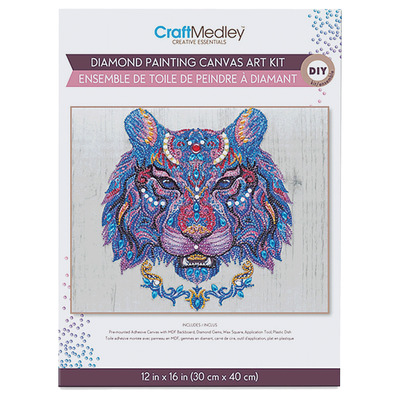 Craft Medley - Ens. de toile de peinture à diamants, 12"x16" - Tigre