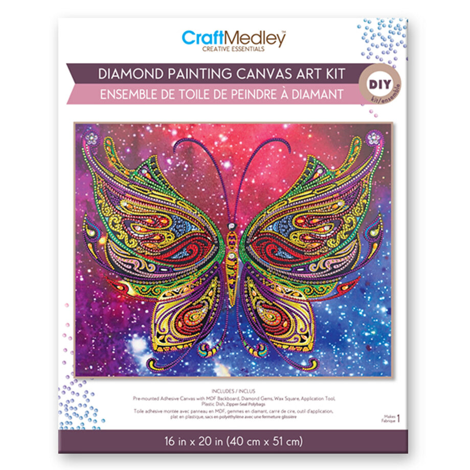 Craft Medley - Ens. de toile de peinture à diamants, 16"x20" - Papillon