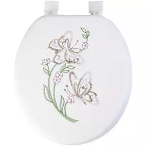 Cushioned toilet seat, butterflies embroidery