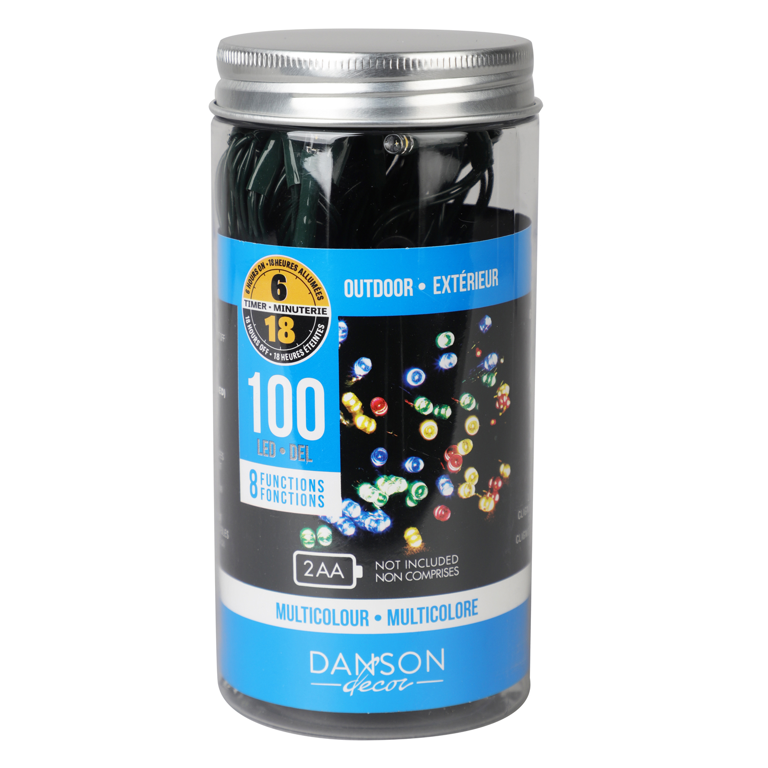 Danson - 100 lumières LED multicolores extérieures avec minuterie