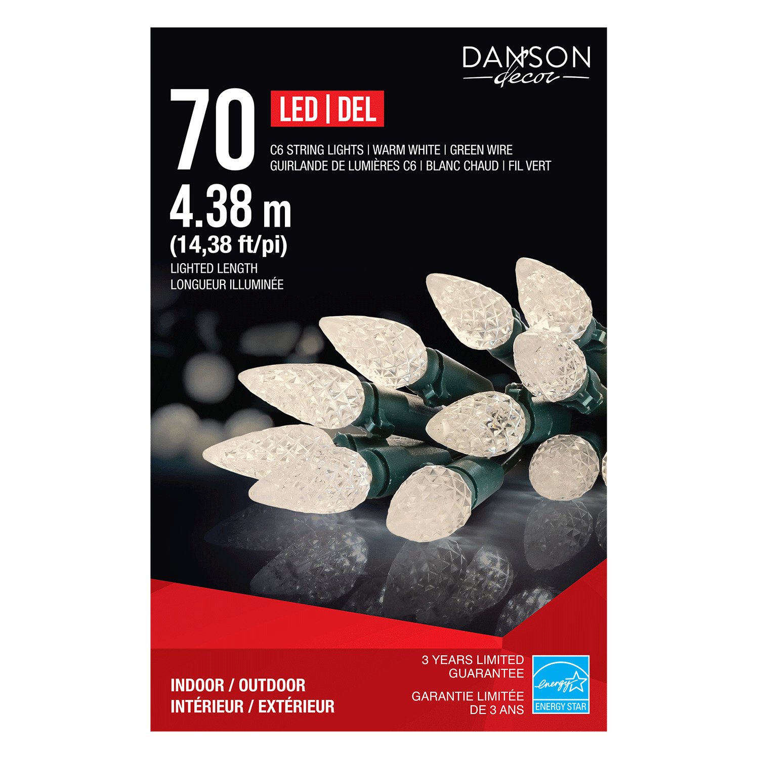 Danson - C6 Christmas string lights, 70 LED lights