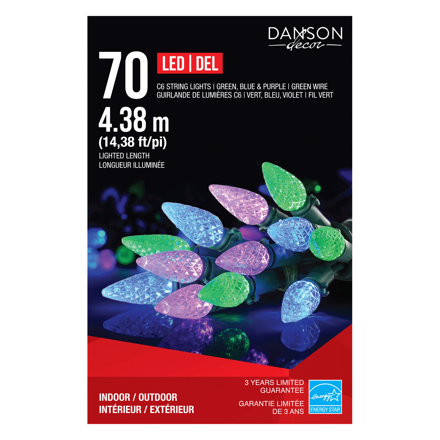 Danson - C6 Christmas string lights, 70 LED lights