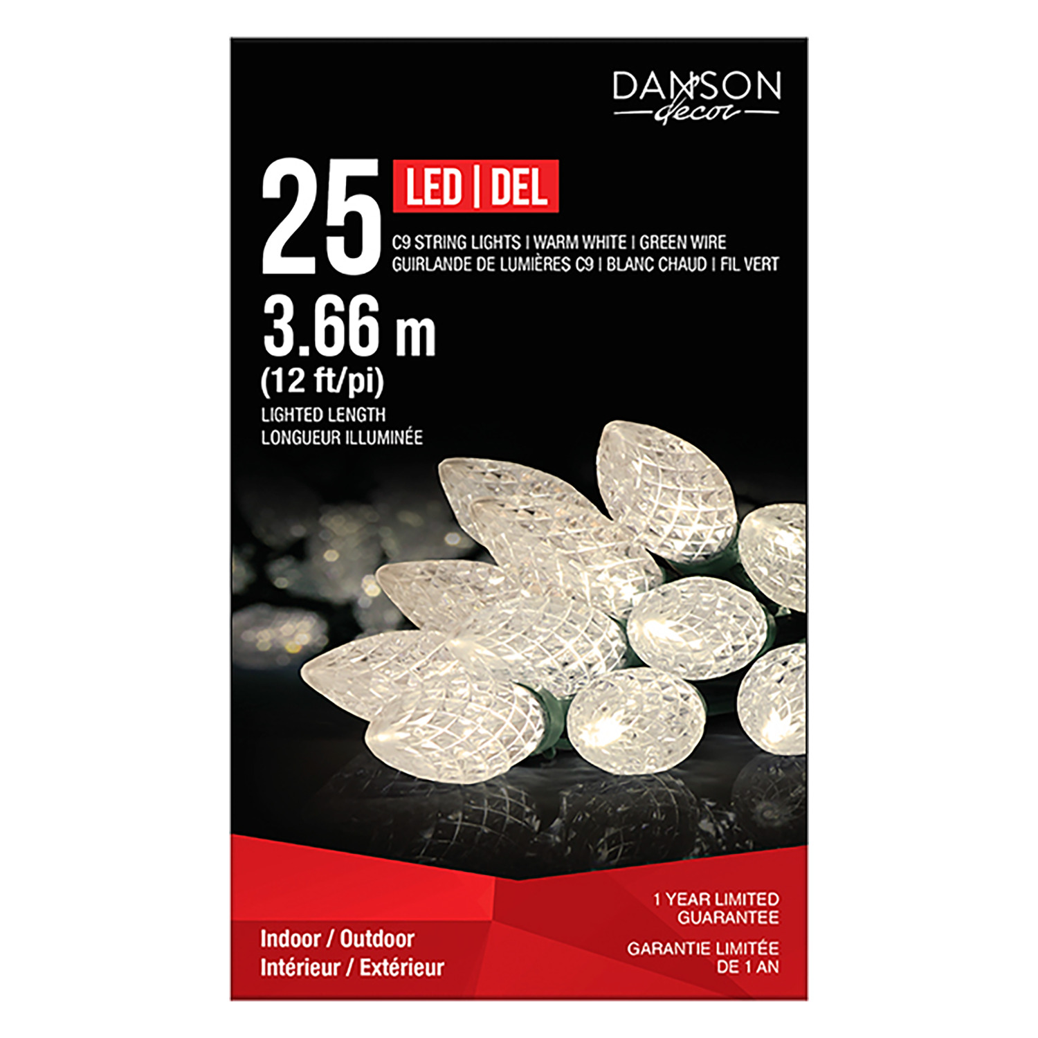 Danson - C9 Christmas string lights, 25 LED lights