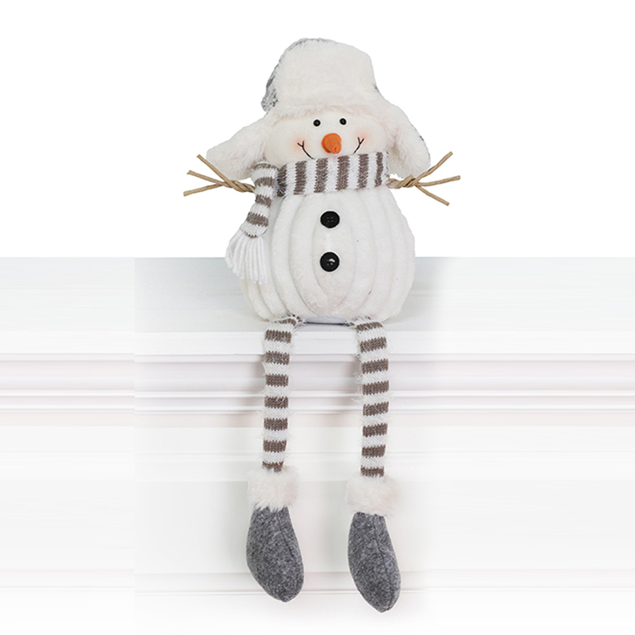 Danson - Christmas fabric sitting snowman with aviator hat