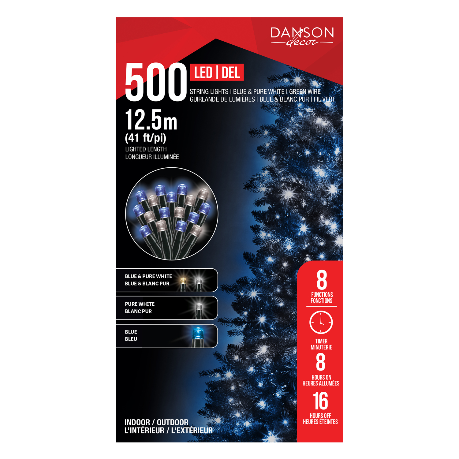 Danson - Christmas light set, 500 LED, blue and   pure white, indoor/outdoor use