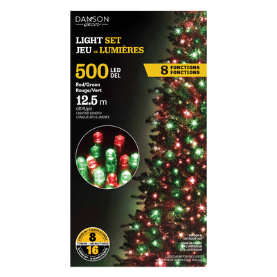 Danson - Jeu de lumière de Noël, 500 DEL, rouge/vert, usage intérieur/éxtérieur