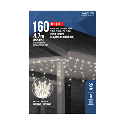 Danson - LED curtain lights with white cord - Clear, 160 lights