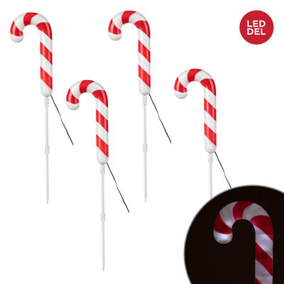 Danson - Light-up candy cane outdoor decorations, pk. of 4