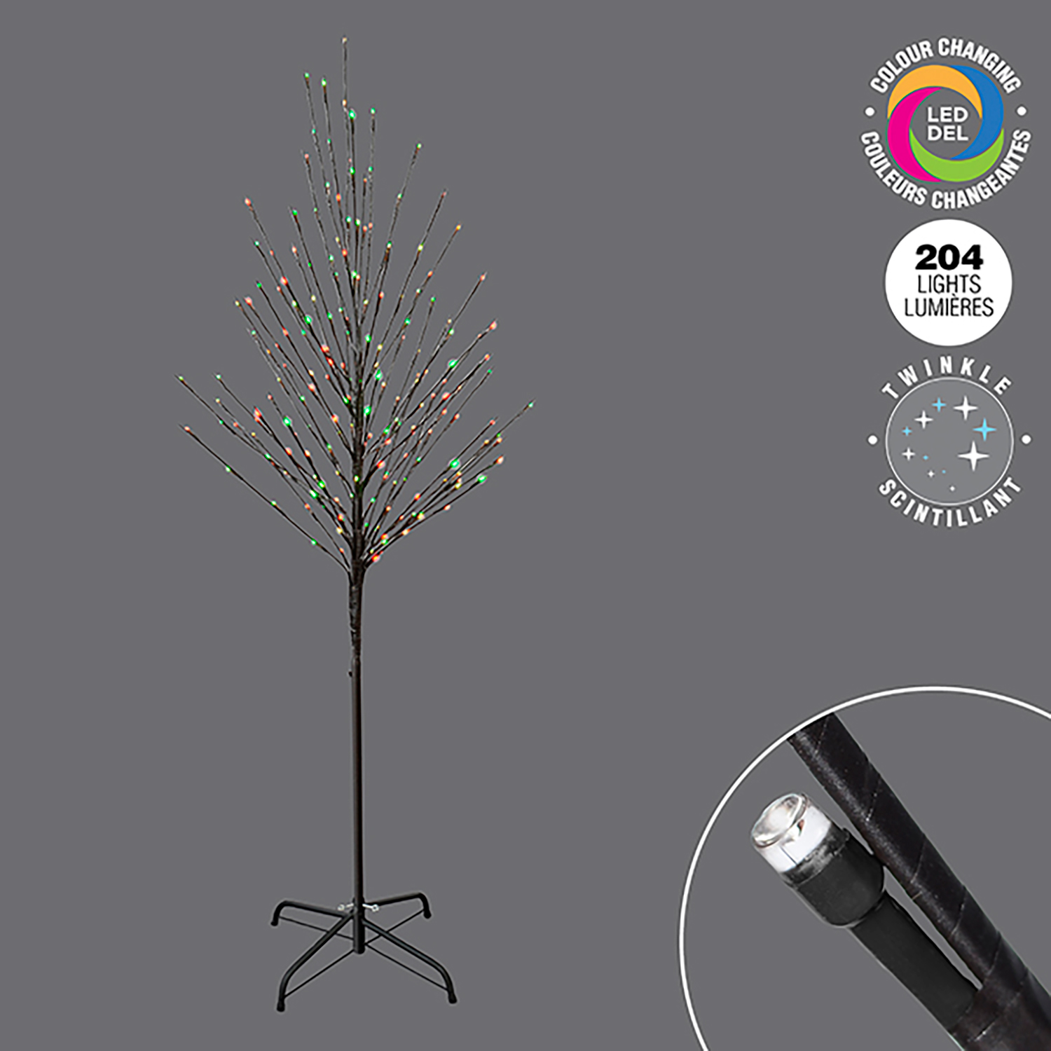 Danson - Pre-lit artificial twig Christmas tree, 6'