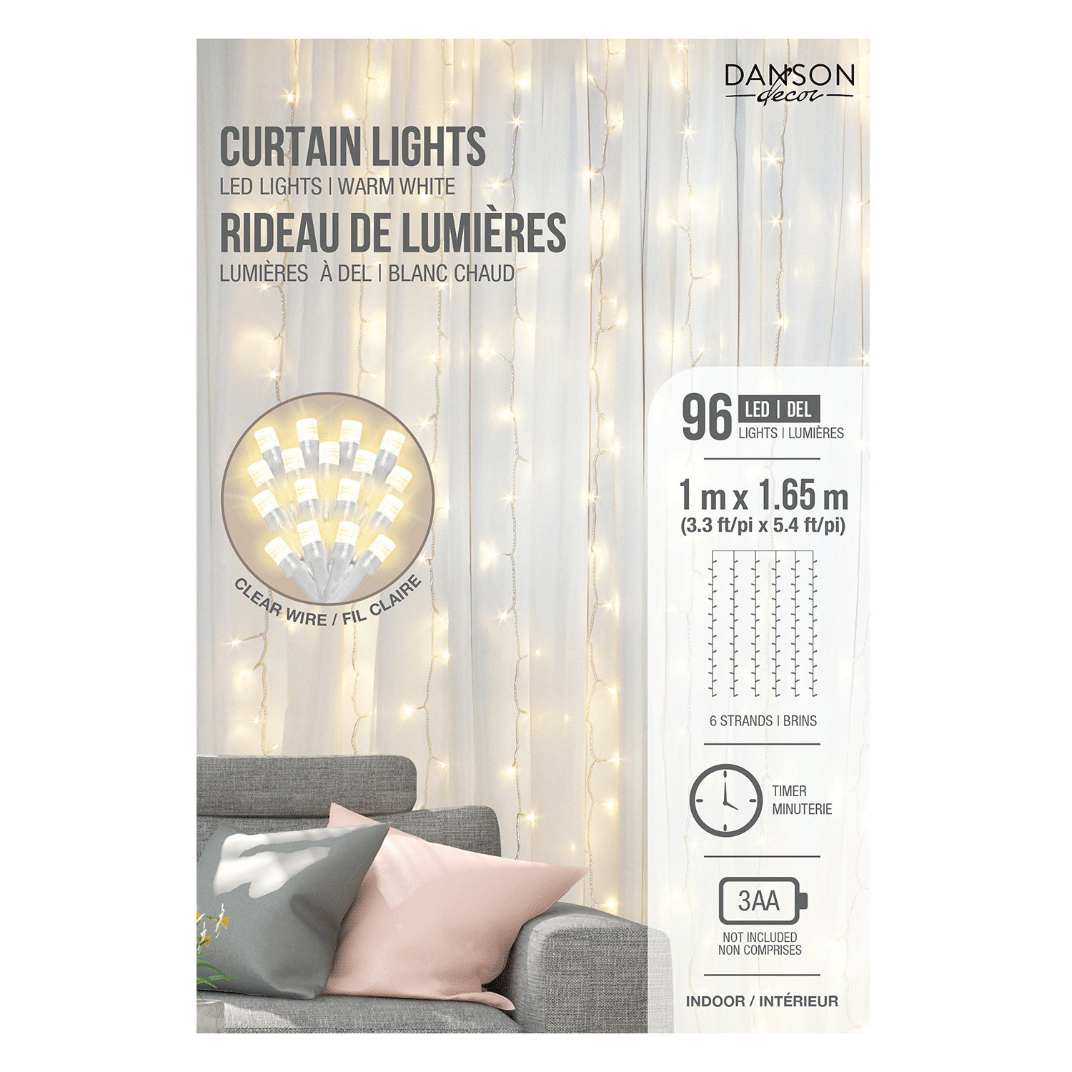 Lumières de Rideau Merkury Éclairage LED en Cascade Blanc Chaud Blanc  chaude rideau lumineux 