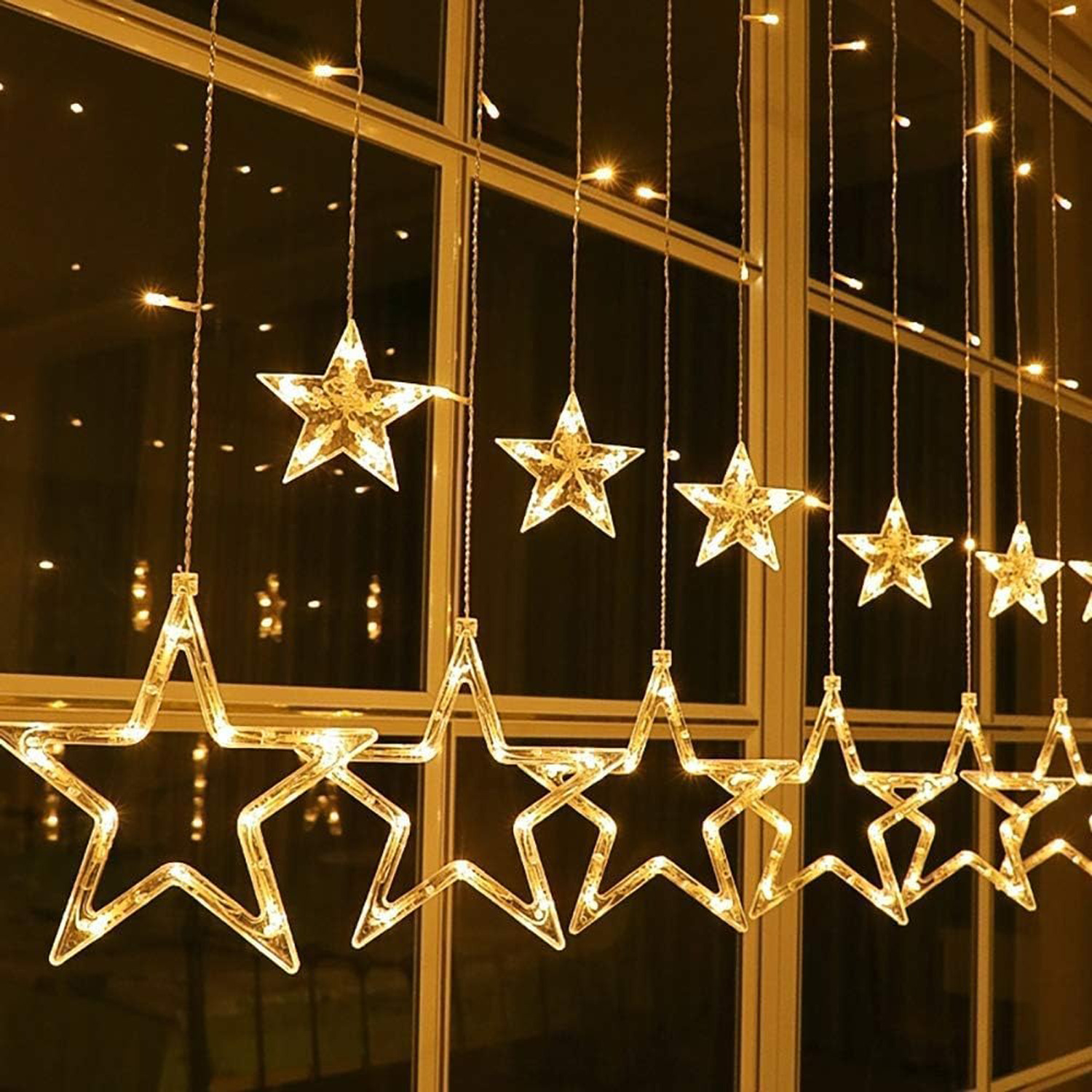 Danson - Rideau lumineux étoiles LED avec corde claire - Clair, 138  lumières, Fr