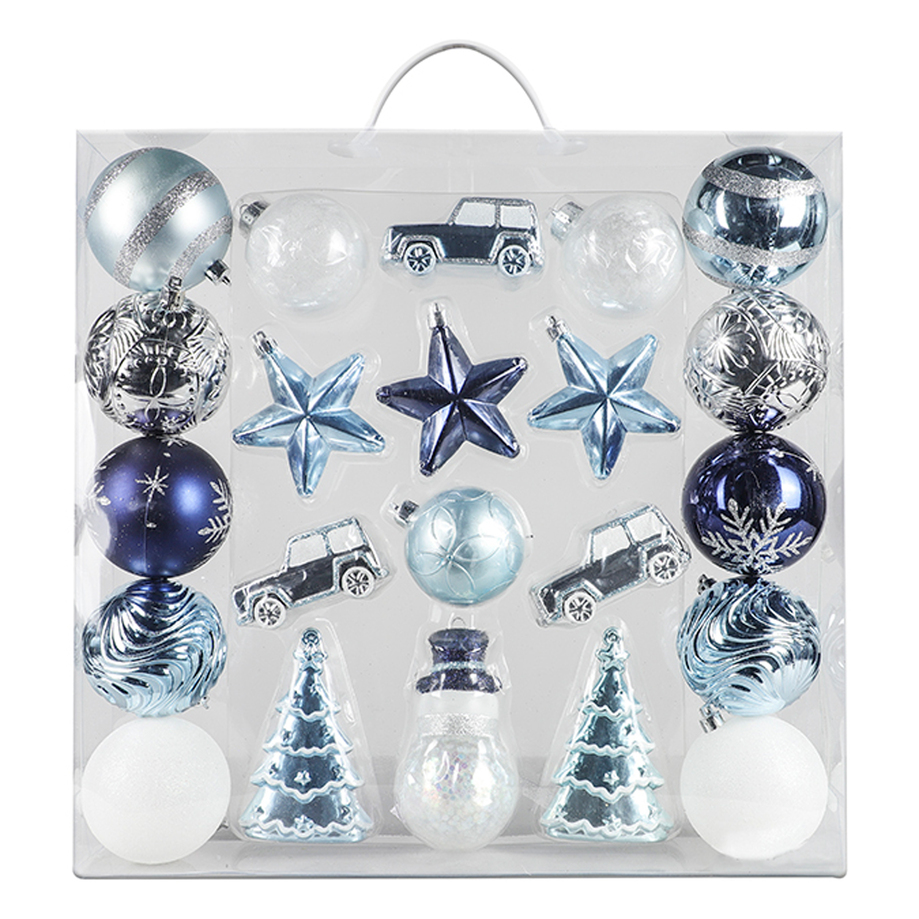 Danson - Set of 22 pcs matte and shiny assorted ornaments