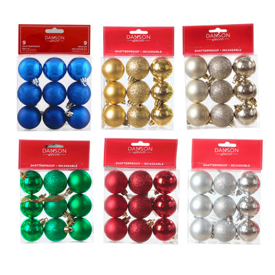 Shatter-proof Christmas ball ornaments, pk. of 9