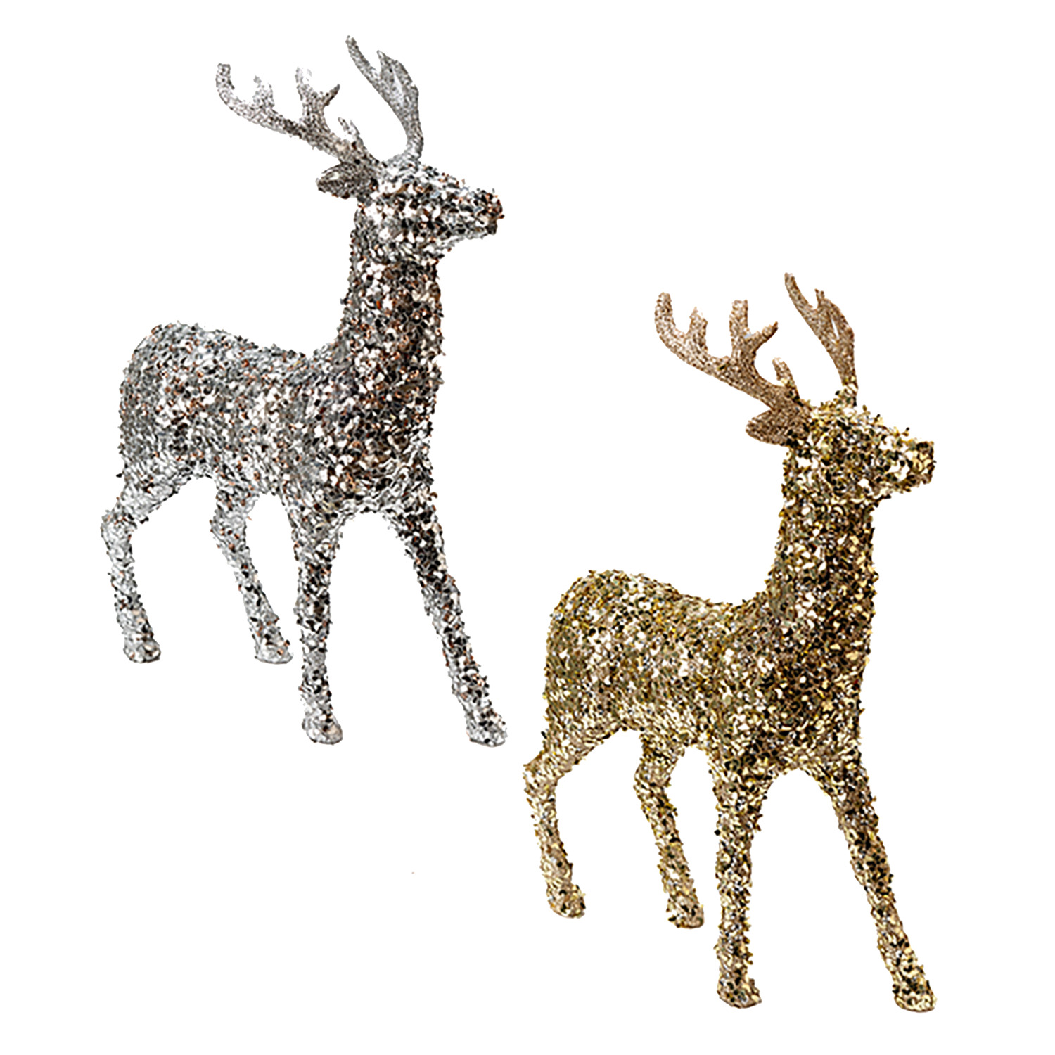 Danson - Silver glittered reindeer tabletop, 40cm