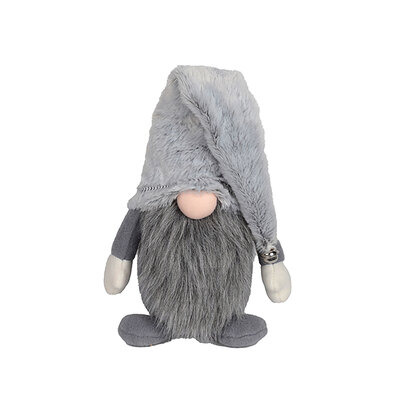 Danson - Standing fabric gnome figurine with santa hat, grey