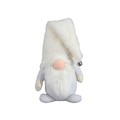 Danson - Standing fabric gnome figurine with santa hat, white