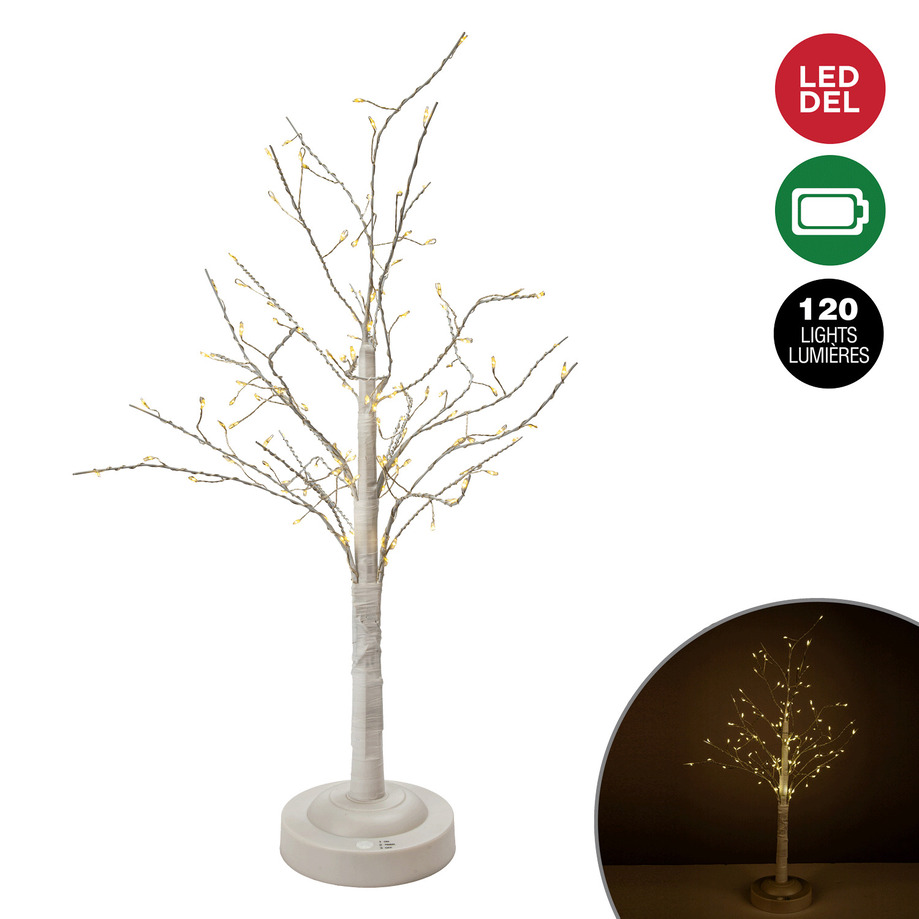 Danson - White pre-lit tree, 120 LED, 55cm