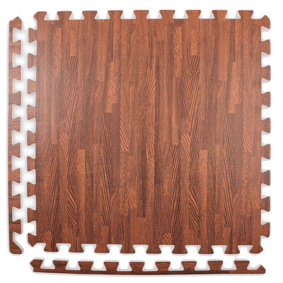 Dark wood grain EVA interlocking foam floor mats, pk. of 4