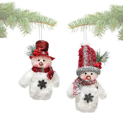 Décorations de sapin de Noël, bonhomme de neige en tissu (vendu assorti)