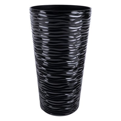 Decorative wave cylinder planter pot, 16.5"