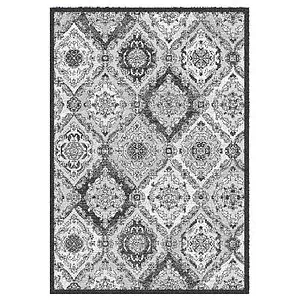 DENA Collection, decorative area rug, grey damask, 5'x7'