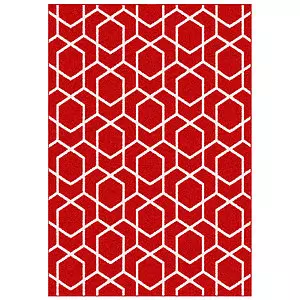 DENA Collection, decorative area rug, red geometric, 5'x7'