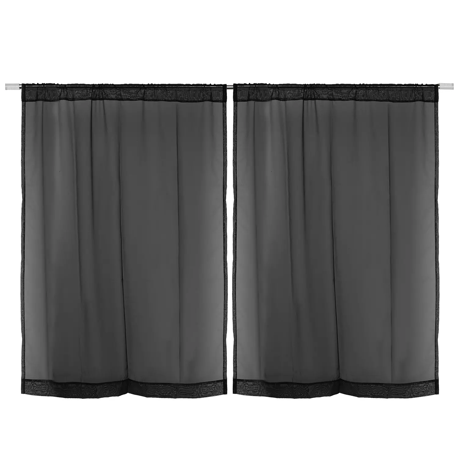 Deux panneaux à passe-pôle en voile semi-transparente, , 54"x63", noir