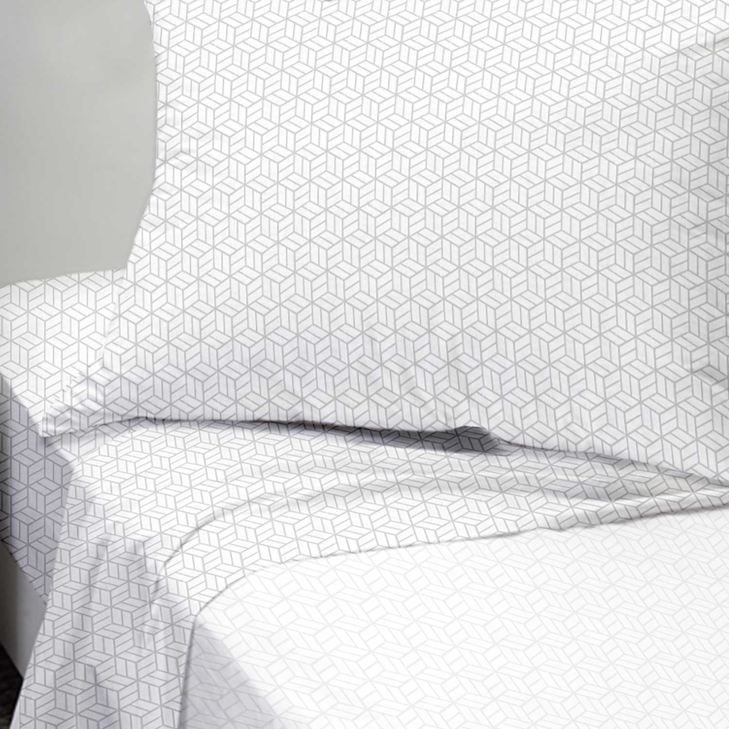 DEXTER Collection - Printed microfiber sheet set - Light grey, Twin