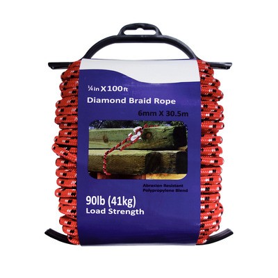 Diamond braid rope, 100' (30m)