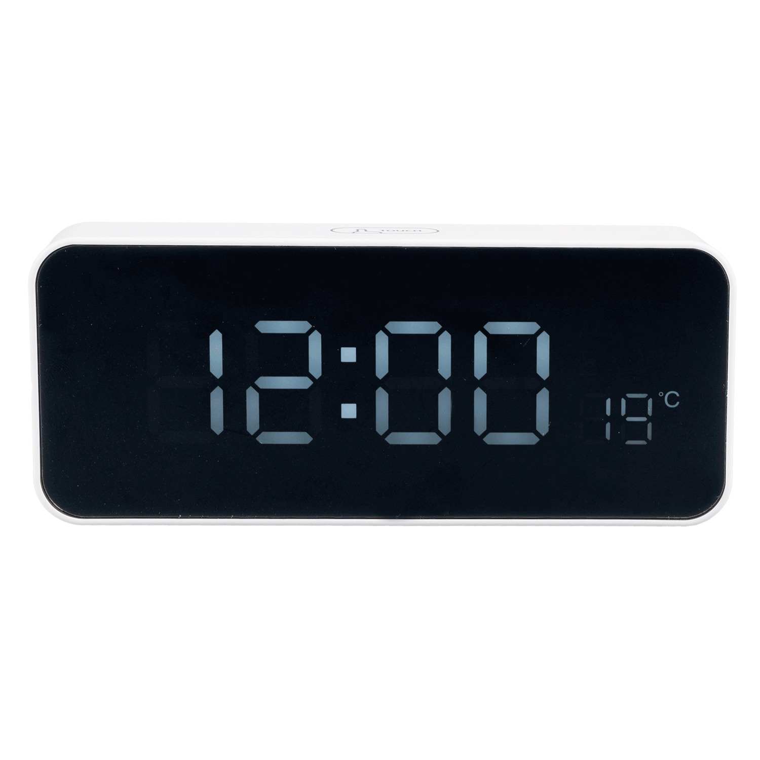 Digital alarm clock with temperature display