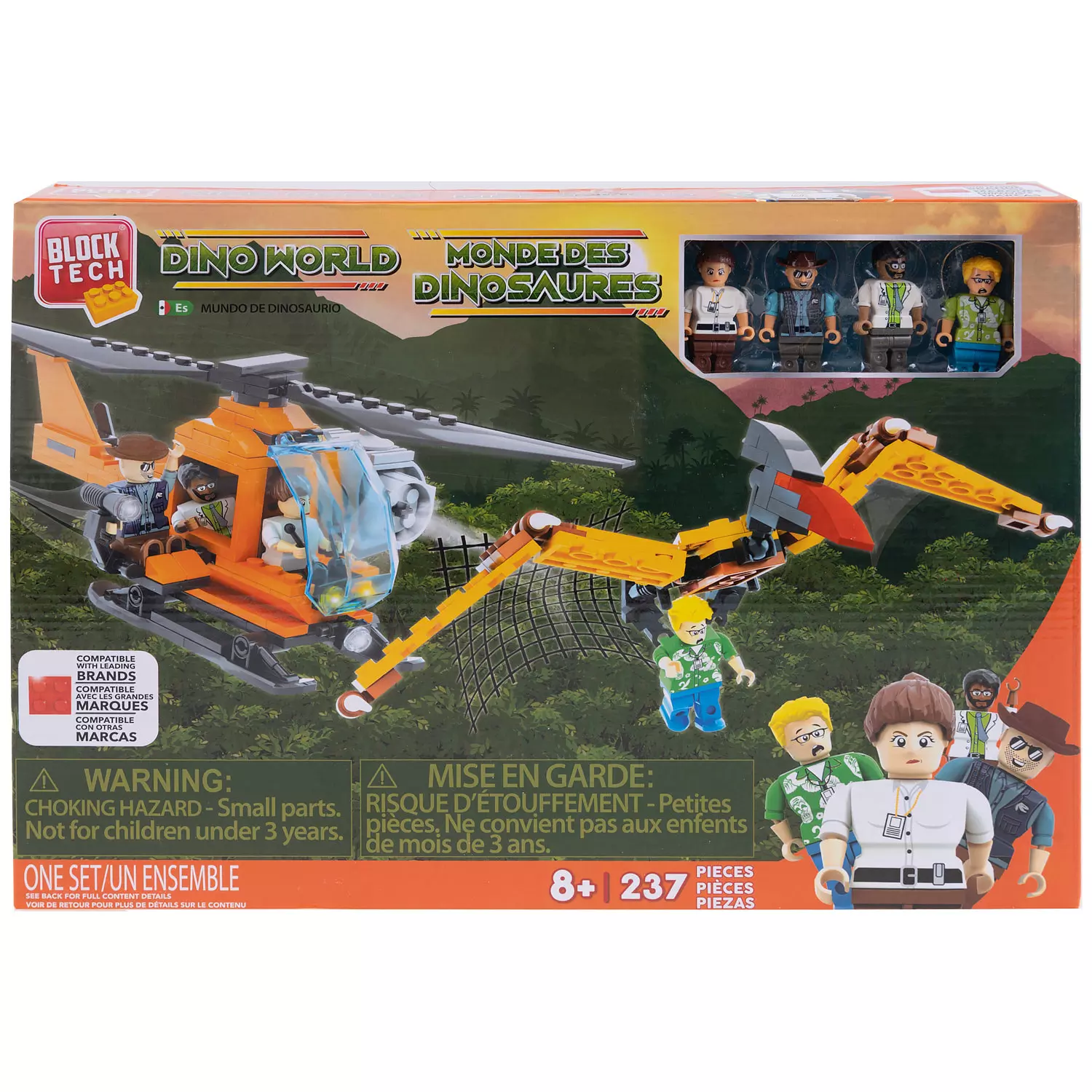 Dino World, helicopter and dino building blocks, 237 pcs
