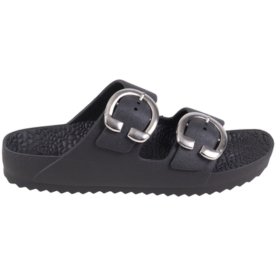 Double buckle waterproof slide sandals - Black