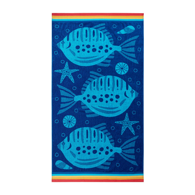 Double jacquard velour beach towel - Fish