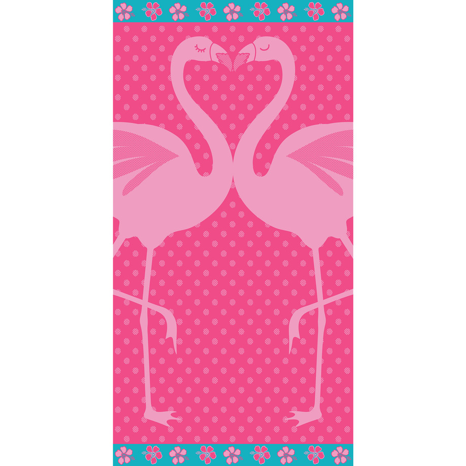 Double jacquard velour beach towel - Flamingos