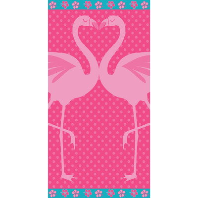Double jacquard velour beach towel - Flamingos