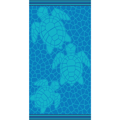 Double jacquard velour beach towel - Turtles