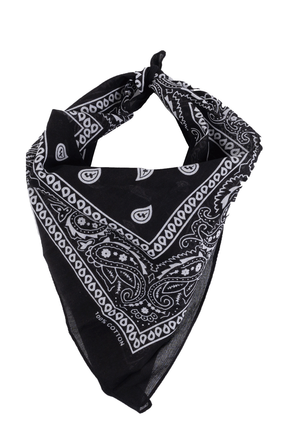 Double-sided paisley print bandana scarf, black. Colour: black