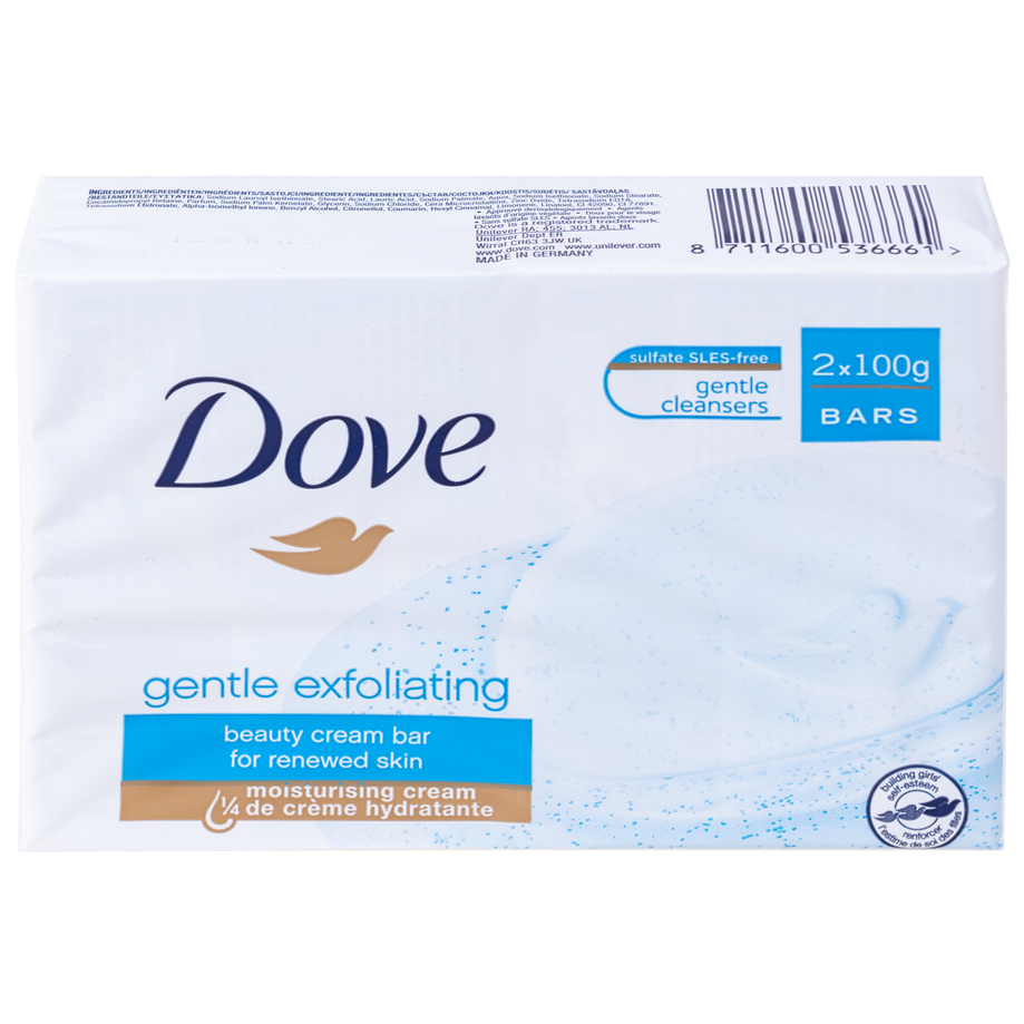 Dove - Gentle exfoliating beauty bar soap, pk. of 2 x 100g