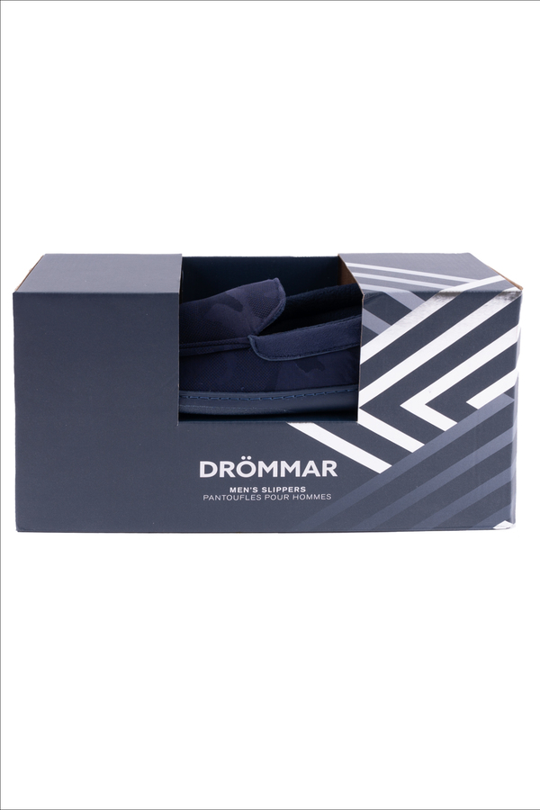 Drommar - Boxed memory foam moccasin slippers - Navy camo