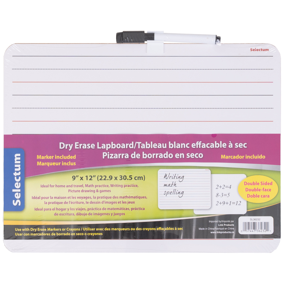 Dry erase double sided lapboard with marker